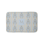 Coastal Seahorse Cameo Blue Cream Strip Monogram Badmat (Voorkant)