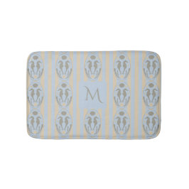 Coastal Seahorse Cameo Blue Cream Strip Monogram Badmat