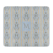 Coastal Seahorse Cameo Blue Cream Strip Monogram Snijplank (Voorkant)