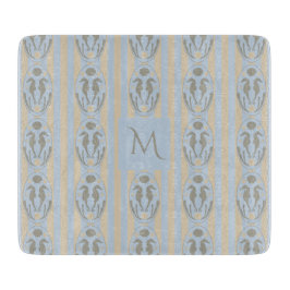 Coastal Seahorse Cameo Blue Cream Strip Monogram Snijplank