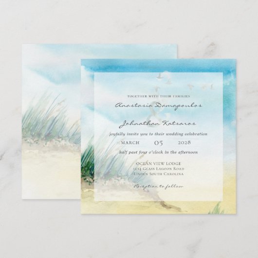 Coastal Seascape Rustic Watercolor Kaart (Voorkant / Achterkant)