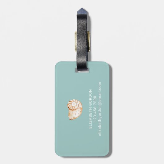 Coastal Seashell Beach Custom Elegant Travel Bagagelabel (Achterkant verticaal)