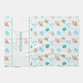 Coastal Seashell Beach House Decor Family Name Theedoek