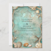 Coastal Seashell Botanical Wedding Kaart (Voorkant)