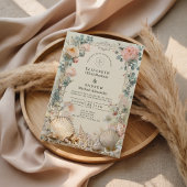 Coastal Seashell Botanical Wedding Kaart