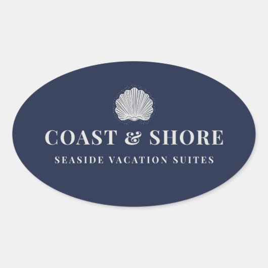 Coastal Seashell Brand Logo Ovale Sticker (Voorkant)