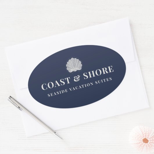 Coastal Seashell Brand Logo Ovale Sticker (Envelop)