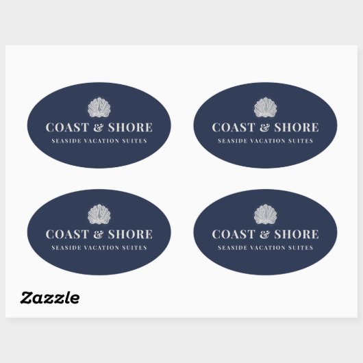 Coastal Seashell Brand Logo Ovale Sticker (Vel)