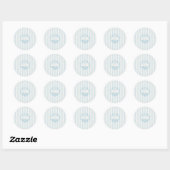 Coastal Seashell Bride Groom Initial Blue Ronde Sticker (Vel)
