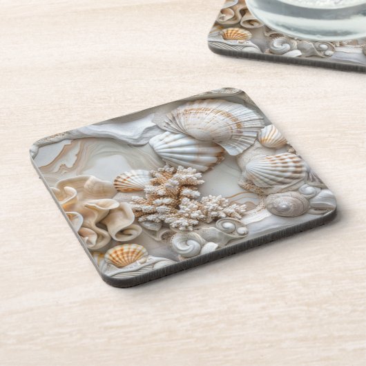 Coastal Seashell Coasters Bier Onderzetter (Linkerzijde)