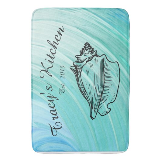 Coastal Seashell Monogram Kitchen Mat (Voorkant Verticaal)