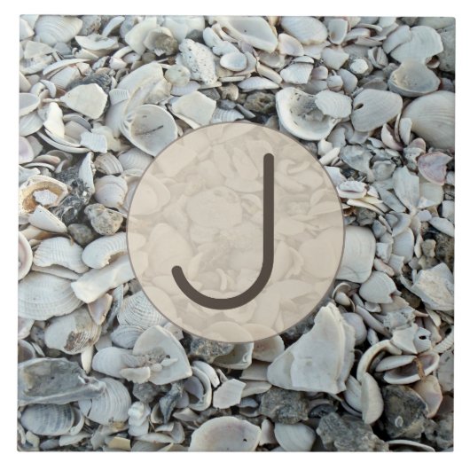 Coastal Seashell Monogram  Tegeltje (Voorkant)