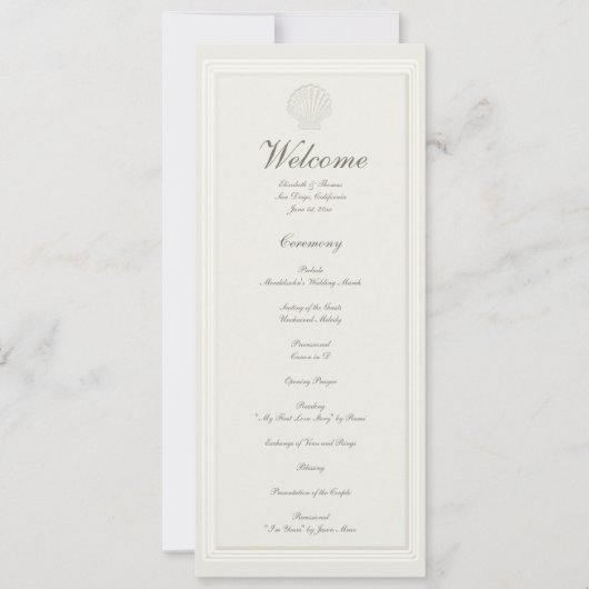 Coastal Seashell Nautical Formal Wedding Program (Voorkant)