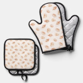 Coastal Seashell Oceanside Beach Nautical Ovenwant & Pannenlap Set (Voorkant / Achterkant)