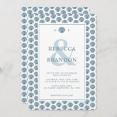 Coastal Seashell Patroon Monogram QR Code Trouwen Kaart (Voorkant / Achterkant)