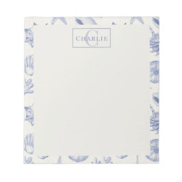 Coastal Seashell Sketch, Custom Monogram Dog Pet  Notitieblok