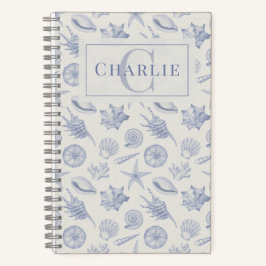 Coastal Seashell Sketch | Custom Monogram Pet Notitieboek