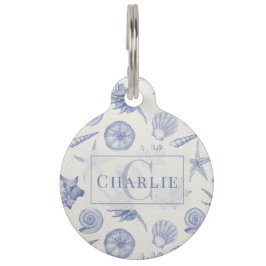 Coastal Seashell Sketch | Personalized Dog Cat Pet Huisdierpenning