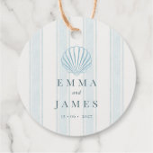 Coastal Seashell White Blue Wedding Bedankjes Labels (Achterkant)