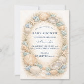 Coastal Seashell Wreath Baby Shower Kaart (Voorkant)