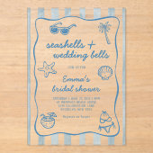 Coastal Seashells and Wedding Bells Bridal Shower Acryl Uitnodigingen (Voorkant)
