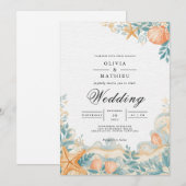 Coastal Seashells Beach Wedding Kaart (Voorkant / Achterkant)