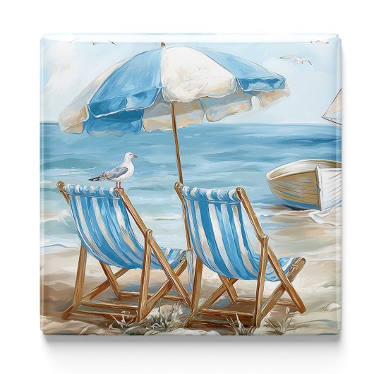 Coastal Seaside Chairs Fridge Magnet | Magnets
