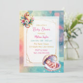 Coastal Seaside Girl's Baby shower Ocean Theme Kaart (Staand voorkant)