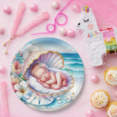 Coastal Seaside Girl's Baby shower Ocean Theme Papieren Bordje (Feest)
