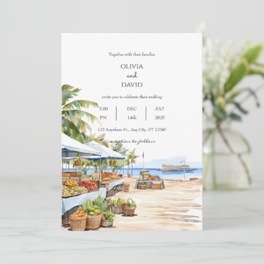 Coastal Seaside Village Market Zee Uitzicht Bruilo Kaart (Staand voorkant)