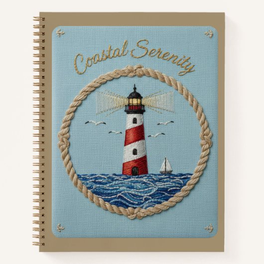 Coastal Serenity Embroidered Lighthouse Journal Notitieboek (Voorkant)