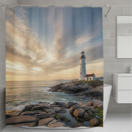 Coastal Serenity Lighthouse Shower Curtain Douchegordijn