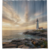Coastal Serenity Lighthouse Shower Curtain Douchegordijn (Voorkant)