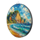 Coastal Serenity: majestueuze kliffen en rustige k Dartbord (Voorkant Rechts)