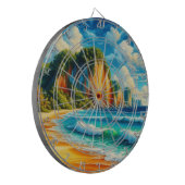 Coastal Serenity: majestueuze kliffen en rustige k Dartbord (Voorkant Links)