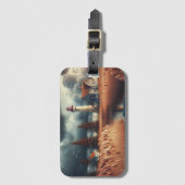 Coastal Serenity: vuurtoren en roeiboot Bagagelabel (Voorkant (verticaal))