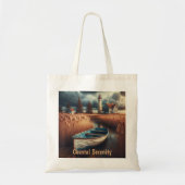 Coastal Serenity: vuurtoren en roeiboot Tote Bag (Voorkant)