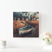 Coastal Serenity: vuurtoren en roeiboot Vierkante Klok (Huis)