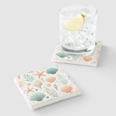 Coastal Shell Art Stenen Onderzetter (Zijkant)