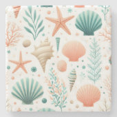 Coastal Shell Art Stenen Onderzetter (Voorkant)
