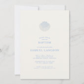 Coastal shell blue Christian baptism Invitation Kaart (Voorkant)