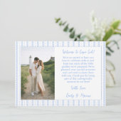 Coastal Shell  Blue Wedding Welcome Bag Card Photo Bedankkaart (Staand voorkant)