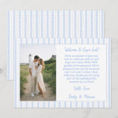 Coastal Shell  Blue Wedding Welcome Bag Card Photo Bedankkaart (Voorkant / Achterkant)