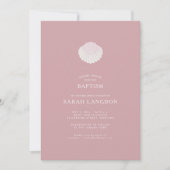 Coastal shell dusty pink baptism Invitation Kaart (Voorkant)