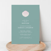Coastal shell sage green pink baptism Invitation Kaart