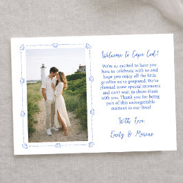 Coastal Shell Wedding Welcome Bag Card with Photo Bedankkaart