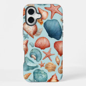 Coastal Shells & Starfish Patroon iPhone Hoesje (Achterkant)