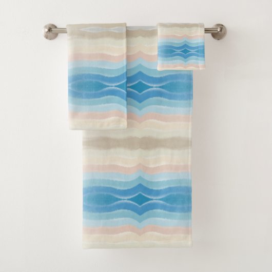 Coastal Shoreline Salty Wavy Repeteren Patroon Bad Handdoek (Insitu)