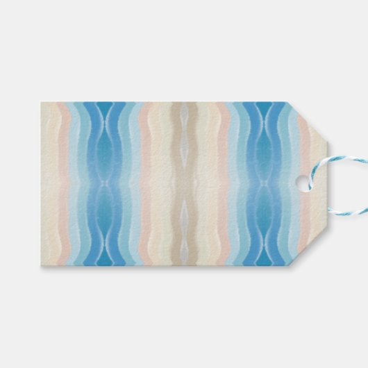 Coastal Shoreline Salty Wavy Repeteren Patroon Cadeaulabel (Voorkant (Horizontaal))