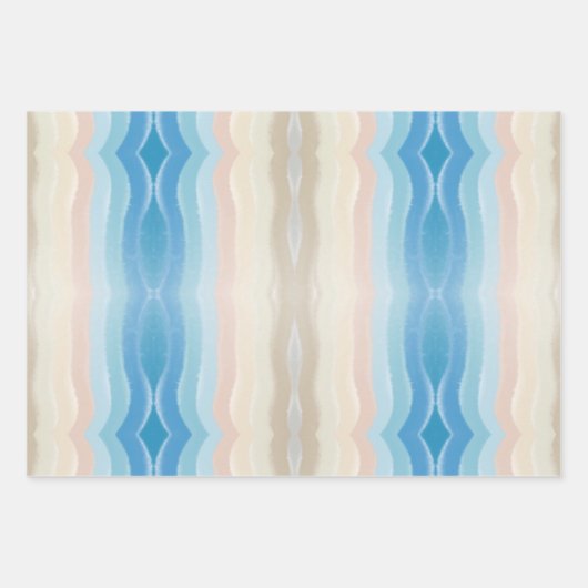 Coastal Shoreline Salty Wavy Repeteren Patroon Inpakpapier Vel (Voorkant)